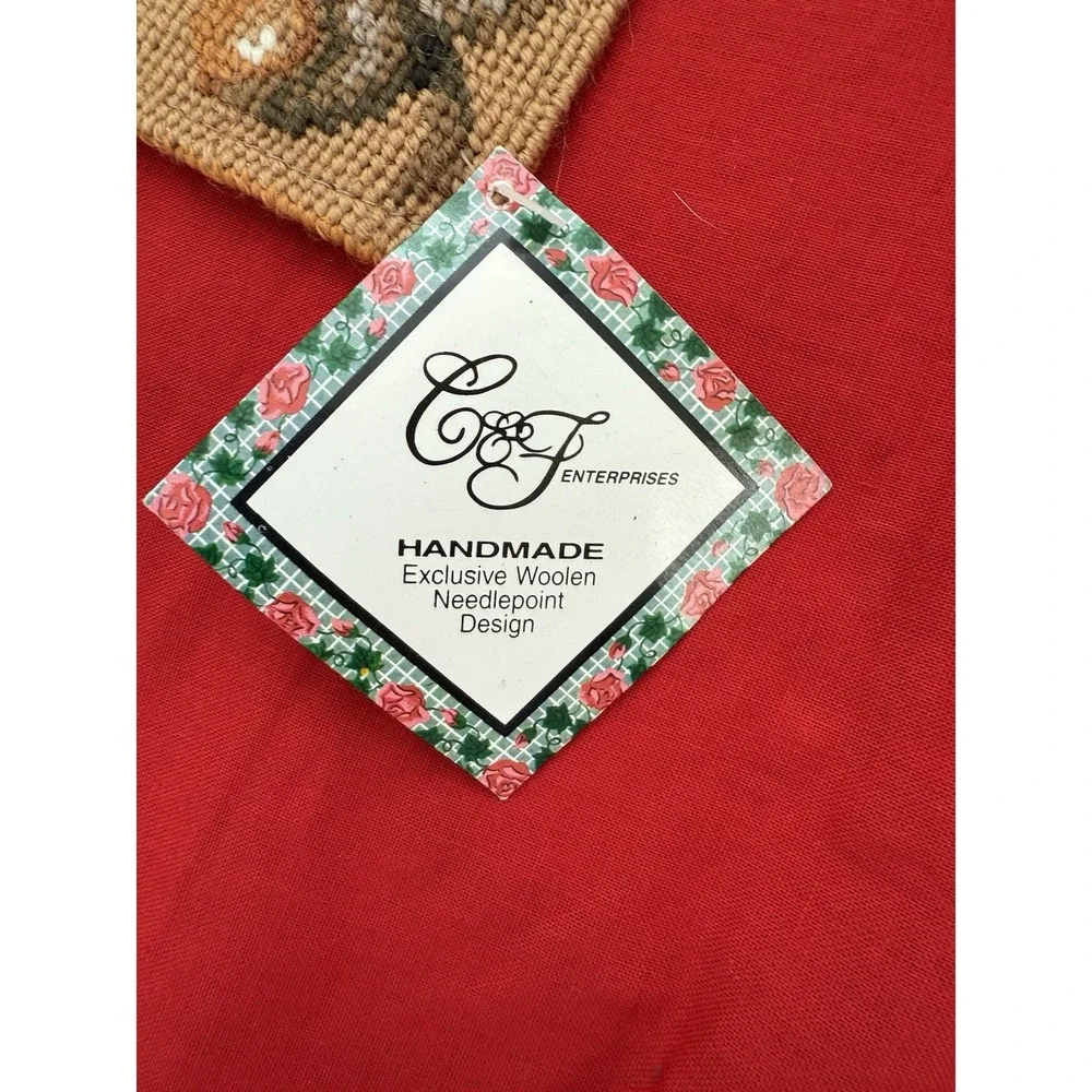 Vintage 1994 C&F Ent. Wool Needlepoint Santa Woodland Animals Tapestry 42X30